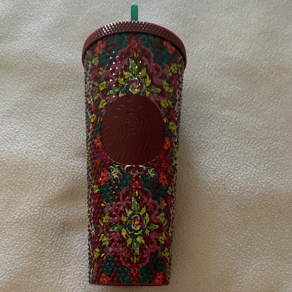 Starbucks Floral 24oz Studded Tumbler - Burgundy, Green & Pink